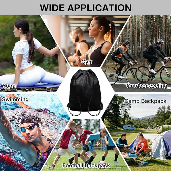 HIIXHC 2-Pack Black Drawstring Backpacks, Cinch Bag, Lightweight & Washable Sackpack, Perfect for Gym, Sports, Travel - Men & Women,X-Large 22.4"x17.5"