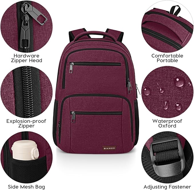 BIKROD Backpack for Girls Women, School Backpack for Teen Boys, Lightweight Casual High School Bookbag, Daily-use Travel Laptop Backpack with USB Charging Port Fits 15.6 Inch Notebook