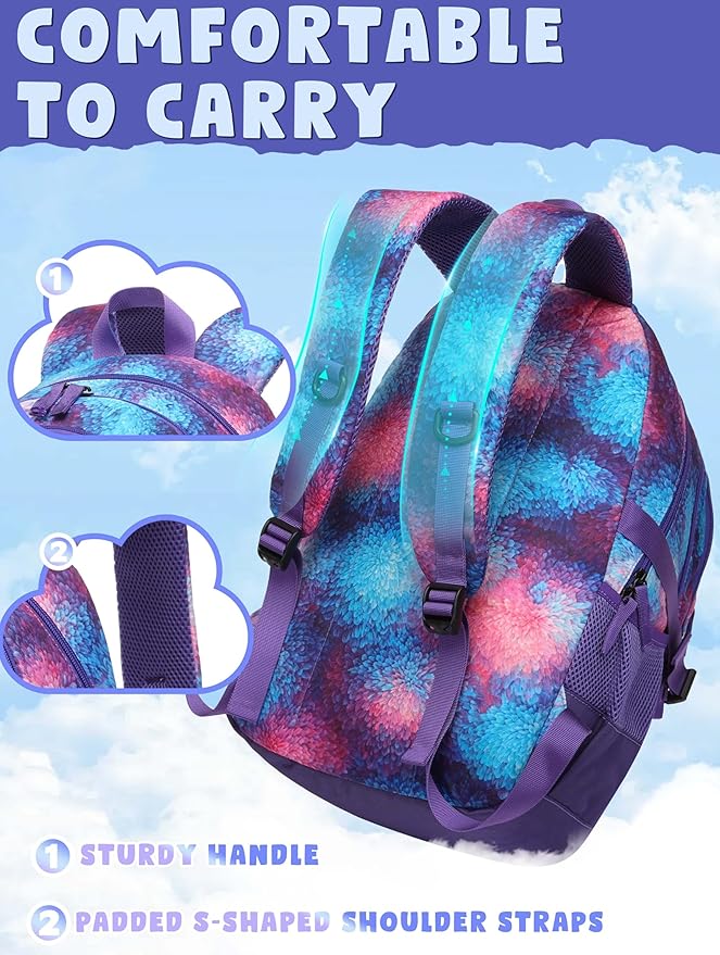 BLUEFAIRY High School Backpack for Girls Boys Middle School Bookbag for Kids Back to School Bag for College with Large Compartment Casual Daypack Mochilas para Niñas Adolescentes 18" Grape Purple
