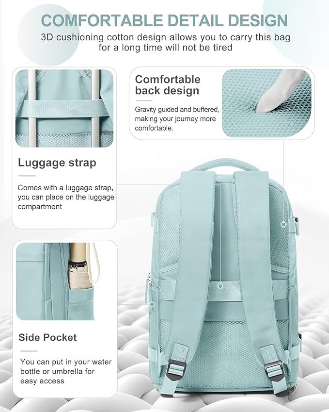 coowoz Travel Backpack Carry On for Women Man Gym Backpacks with Laptop Compartment Mochila de Viaje Teacher Personal Item Backpack Airplane Accessories Must Haves Blue Small