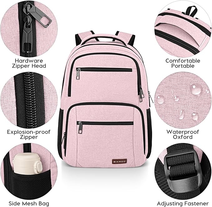 BIKROD Backpack for Girls Women, School Backpack for Teen Boys, Lightweight Casual High School Bookbag, Daily-use Travel Laptop Backpack with USB Charging Port Fits 15.6 Inch Notebook