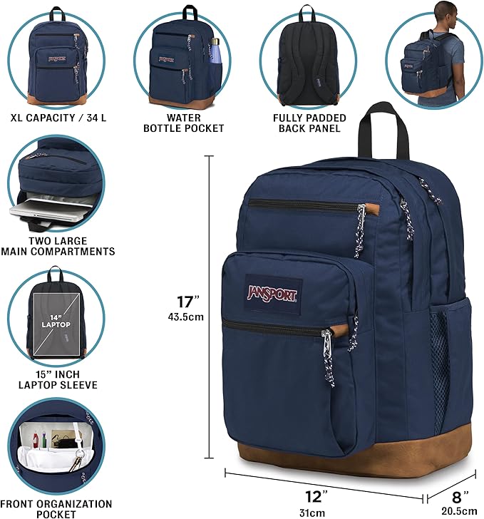 JanSport Cool Backpack with 15-inch Laptop Sleeve, Large Computer Bag Rucksack with 2 Compartments, Ergonomic Straps, Delightful Daisies Green