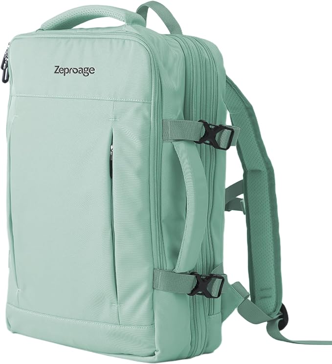 Travel Backpack, Expandable Large Capacity Business Work, Water Repellent Carry On Daypack with USB Charging Port, Fit 17 Inch Laptop, Bag for Men and Women,Mint Green