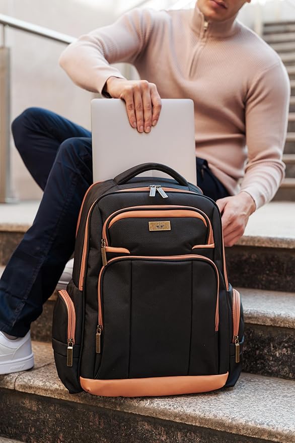 Dockers Harbor Durable Polyester Classic Laptop Travel Backpack, Black