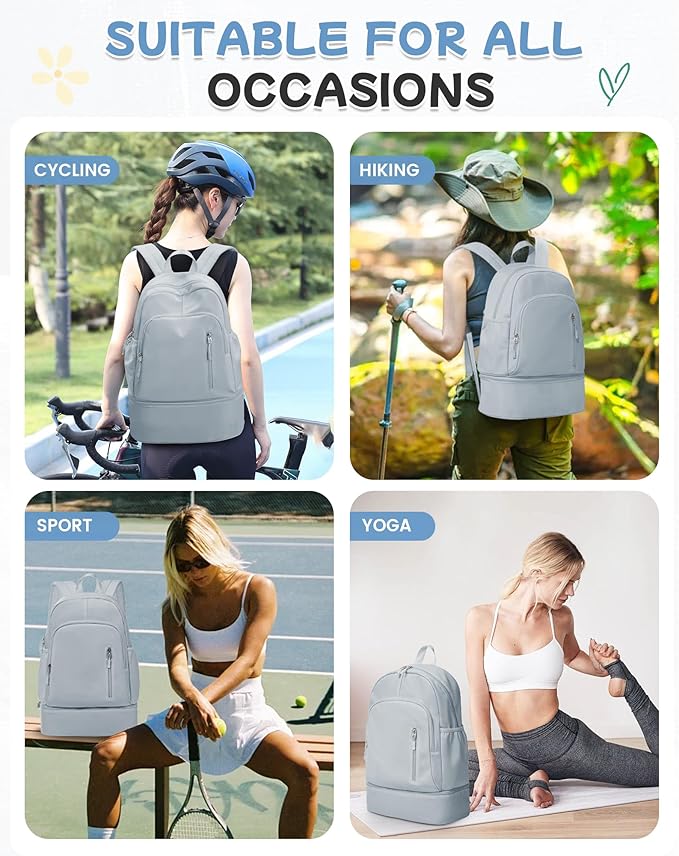 BJLFS Gym Backpack for Women Men with Expandable Shoe Compartment, Mini Foldable Outdoor Weekender Hiking Bag Sports Backpack for Swimming Fitness Yoga Dancing Blue
