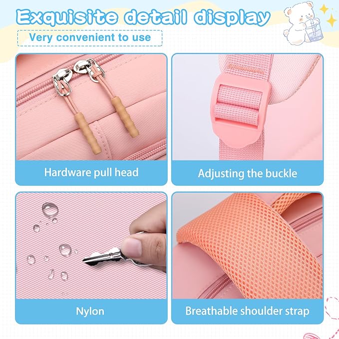 Aesthetic Backpack for School Cute Laptop Pink Backpack Teens Girls Travel Casaul Daypack Lightweight Book Bags
