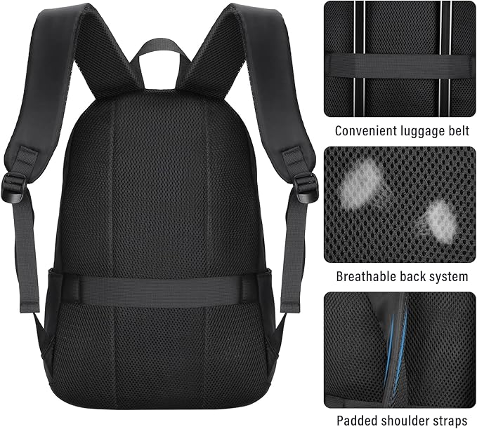 HOMIEE Lightweight Casual Laptop Backpack Fits 15.6 Inch Computer, Water-Resistant Small Daypack Cute Unisex Bookbag for College Work Travel, Black