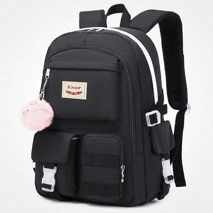 Backpack for Girls Laptop Backpacks 15.6 Inch College Cute Bookbag Anti Theft Primary Elementary School Bag Casual Daypack for Students Teens Girl Women (Black)