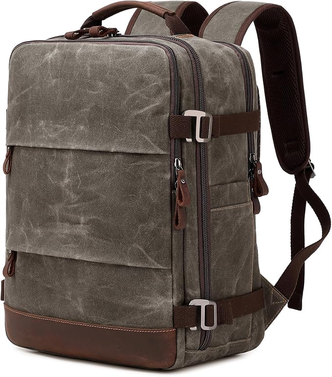 BOVIP Travel Backpack for Men, Carry On Backpack, Flight Approved Personal Item, 17 inch Laptop Backpack, Light Green
