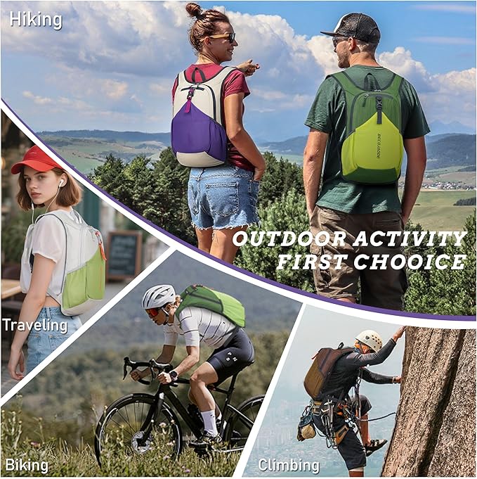 15L Small Hiking Backpack for Men Women Foldable Packable Back Pack Ultralight Hiking Daypack for Travel Camping Outdoor, Beige