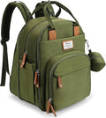 RUVALINO Diaper Bag Backpack-Expandable Baby Bag with up to 50% Capacity -Baby Essentials Bag with Changing Pad Insulated Bottle Holders & Pacifier Case, Waterproof, Army Green XL