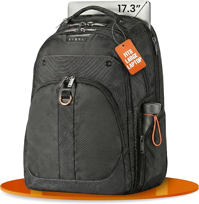 EVERKI Atlas Business 32L Laptop Backpack – Travel-Friendly Business & Office, Professional Backpack for Men & Women, Durable Computer Bag with Adjustable Padded Compartment, Fits 13"-17.3", Black