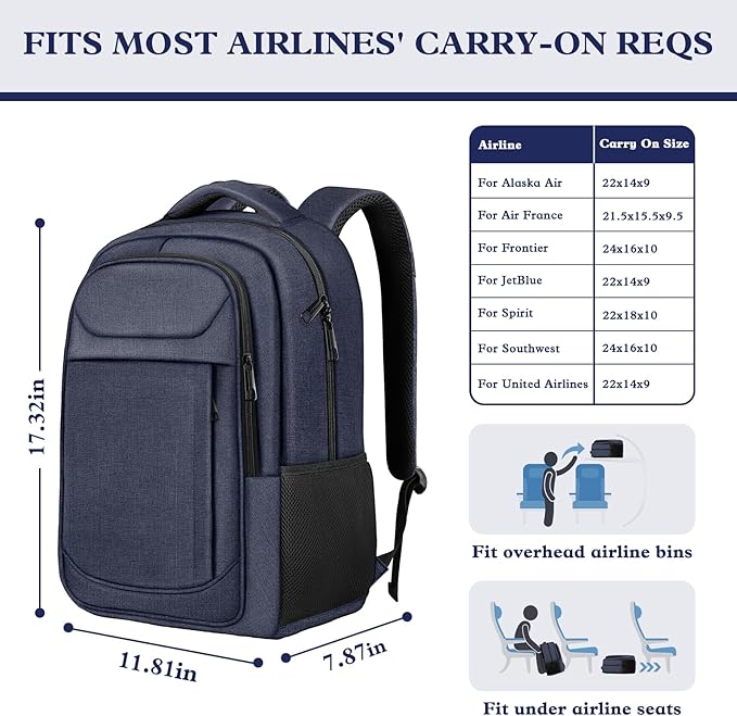 Travel Laptop Backpack, Travel Backpack, Lightweight Business Anti Theft Slim Sturdy Laptops Bag, Water Resistant College School Computer Bag Gifts for Men & Women Fits 15.6 Inch Notebook, Blue