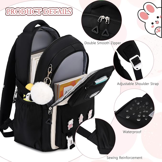AO ALI VICTORY Backpack for Women Girls Set with Pencil Case 15.6 Inch Laptop School Bag Kids Elementary College Backpacks