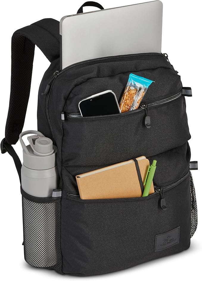 High Sierra Everclass Backpack - Travel or Work Laptop Bookbag with 360° Reflectivity, Dual Water Bottle Pockets & Fits Laptops Up To 15.6”, One Size, True Navy