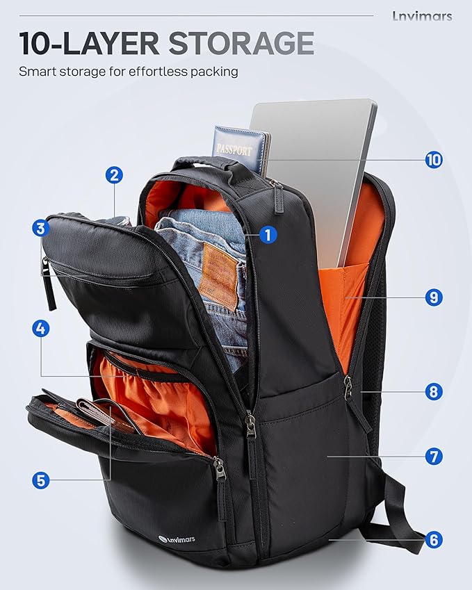 28L Travel Backpack for Men Laptop Backpack Women, Lightweight Computer Mens Business Travel Backpack w/ 15.6 Inch Macbook, Large Capacity Laptop Bag