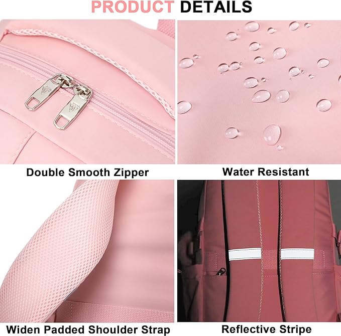 Laptop Backpack 15.6 Inch College Backpacks for Women, School Backpack for Girls,Students Aesthetic Anti Theft Travel Daypack Large Bookbags Middle High School Back Pack(Pink)