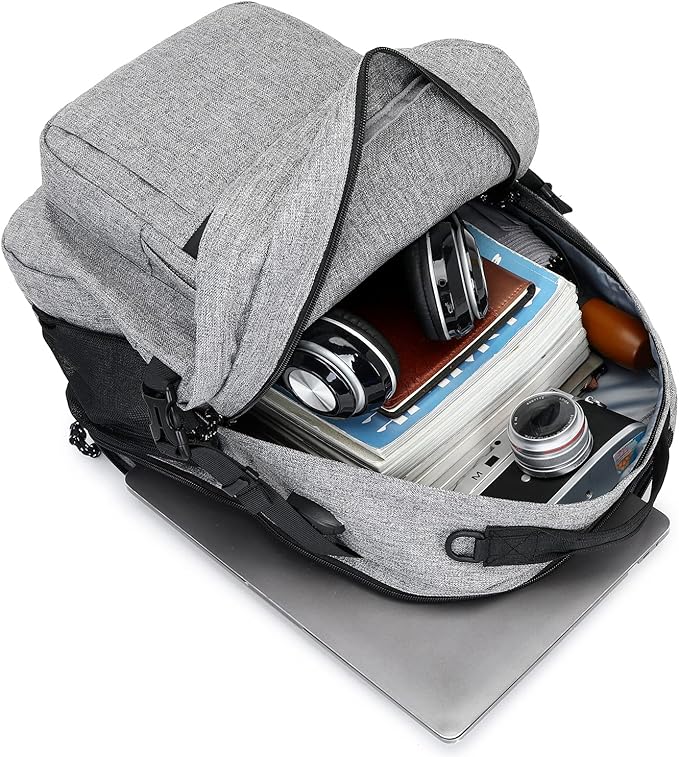abshoo Classical Laptop Travel Backpack for Women Men College School Bookbag With USB Charging Port (Grey)