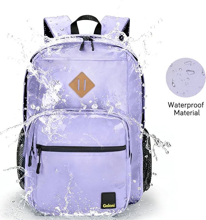 Goloni Lightweight Laptop Backpack 1.1Lbs, 36L Wear-Resistant Water Resistant Backpack with Laptop Compartment for Men Women, College Work Travel Bookbag,Light Purple