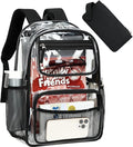 Bluboon Clear Backpack Heavy Duty Kids Boys Clear Bookbag See Through Backpacks with Pencil Case for College Work (Transparent Black)