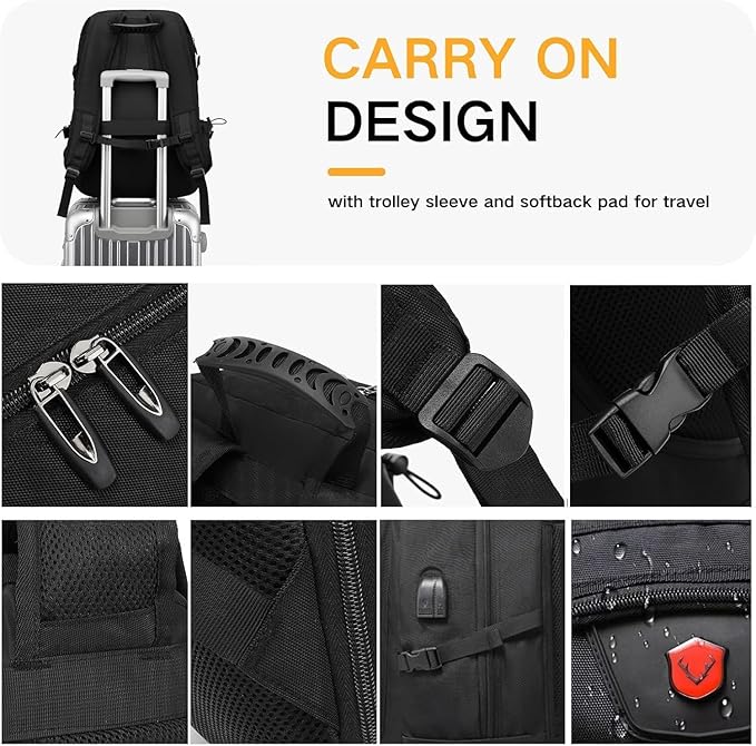 DUSLANG Travel laptop backpack, Extra Large 60L Traveling College Backpack,Large Capacity Backpack for Men Women,Fits 17 Inch Computer, USB Charging Port, Green