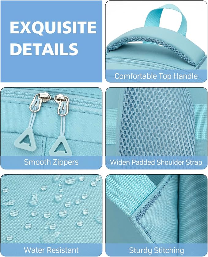 Teen Girls School Backpack, Aesthetic Bookbag for Middle High School, College Women Students Laptop Backpack Mochilas Escolares, Blue