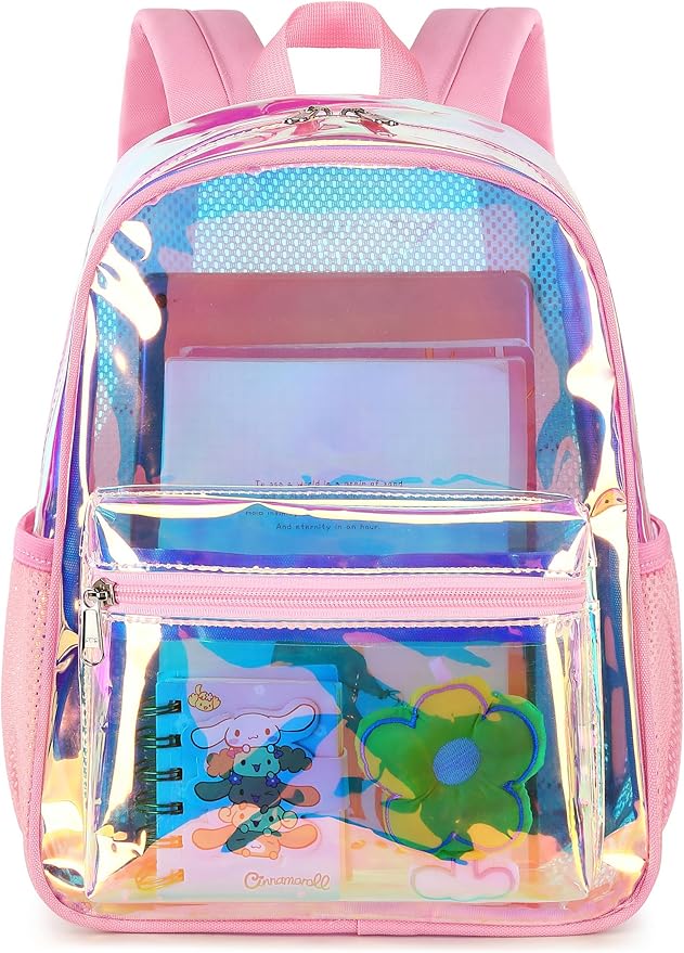 BTOOP Clear Mini Backpack for Stadium Events 12x12x6 Small Transparent Backpacks Plastic See Through Clear Bag for Concerts Work Festival Security Travel
