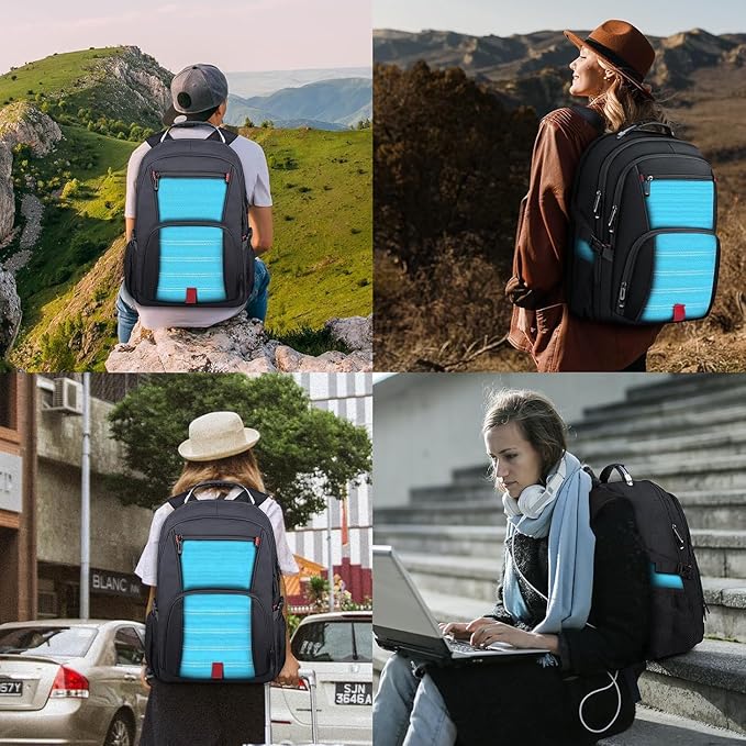 Large Travel Laptop Backpack, 18.4 Inch Laptop Backpacks for Men Women, 55L Anti Theft Water Resistant College Bussiness TSA Airline Approved Work Computer Backpack, Lake Blue