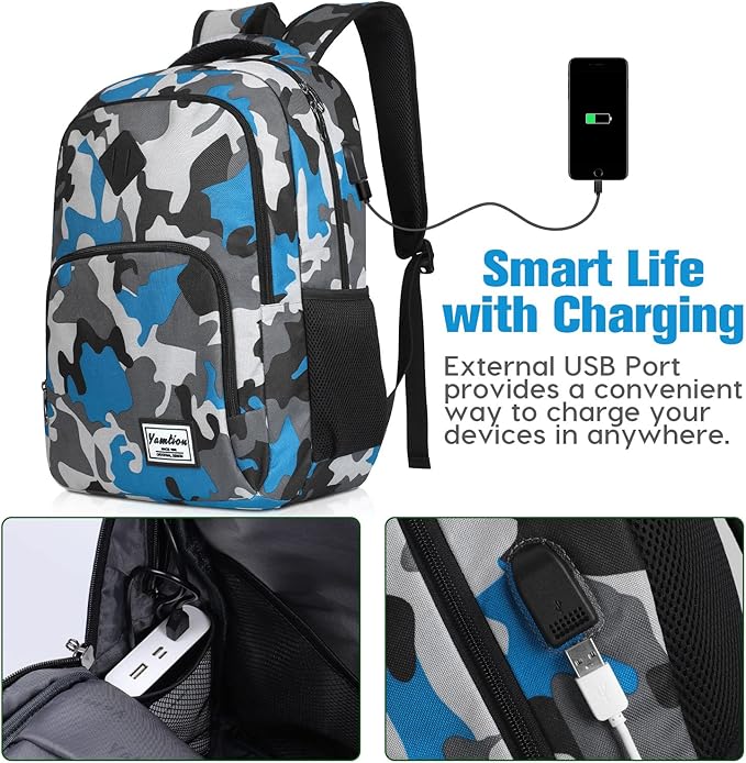 YAMTION 17.3 Inch Backpack Teenager Boy Man School Bag Computer School Business Leisure College School School Work University Travel School