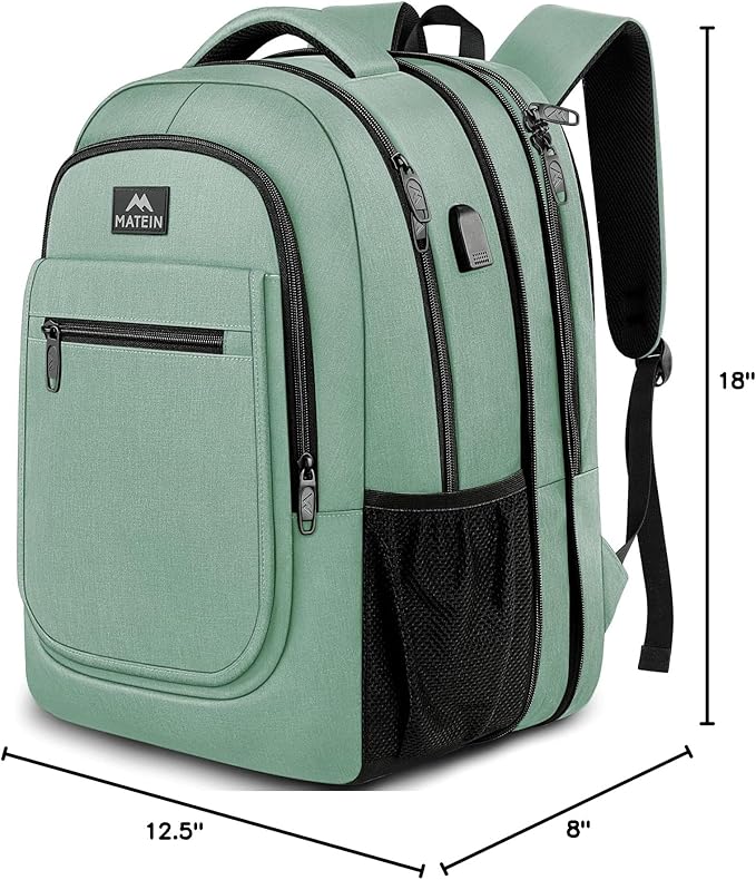 MATEIN Laptop Backpack for Women, Expandable 15.6 inch, Anti Theft Travel School Backpack, Water Resistant College Bookbag for Computer Bag Gifts for Men Women, Cyan