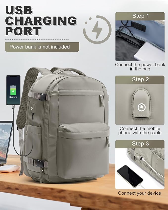 VGCUB Vacuum Backpack Travel with Electric Pump Vacpack System Storage Compression Laptop Work Business Waterproof College Weekender Bags Casual Daypack Backpacks for Women Men Brown