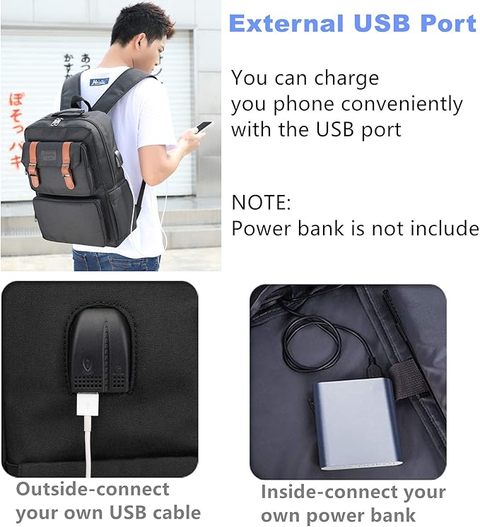 YALUNDISI Laptop Backpack for Women Men Vintage Backpack Bookbags Anti Theft Bookbag 15.6inch