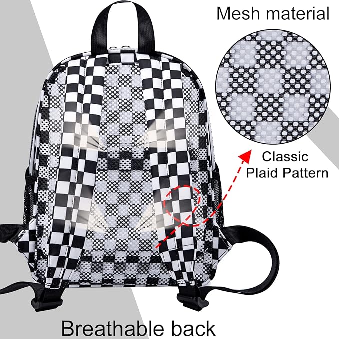 BTOOP Clear Mini Backpack for Stadium Events 12x12x6 Small Transparent Backpacks Plastic See Through Clear Bag for Concerts Work Festival Security Travel