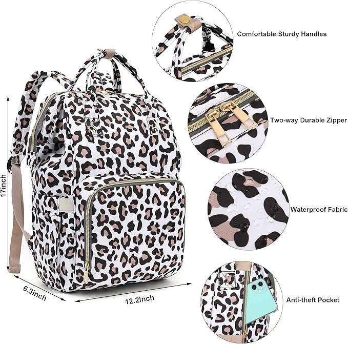Leopard Laptop Backpack for Women Men, 15.6 inch College School Backpack Bookbag for Work/School/Travel/Business