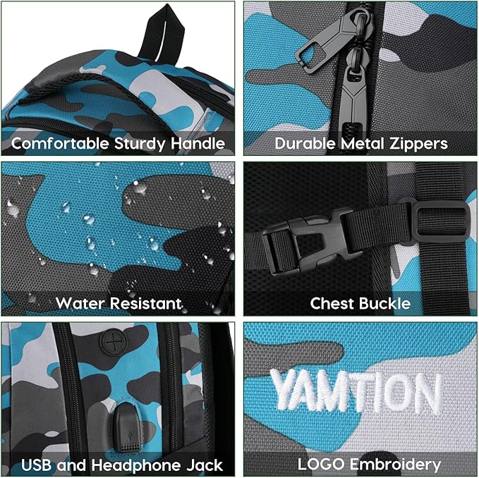 YAMTION School Backpack for Teen Boys Men,17.3 Inch Laptop Bookbag for High School College Students Work Office Business Travel