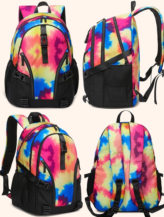 BLUEFAIRY High School Backpack for Girls Boys Middle School Bookbag for Kids Back to School Bag for College with Large Compartment Casual Daypack Mochilas para Niñas Adolescentes 18" Black Rose