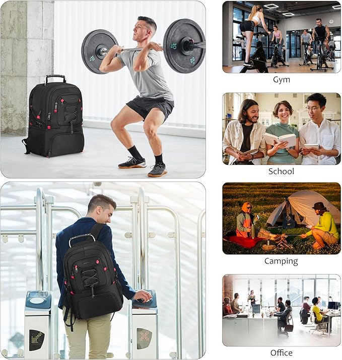 YAMTION Men Laptop Backpack 18.4in with Shoe Compartment for Gym Camping,Large Carry On Travel Bag,Boys College Bookbag School Backpack for Women