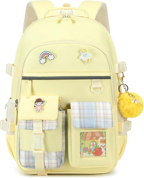 Backpack for Girls, 15.6 Inch Laptop School Bag Kids Kindergarten Elementary College Backpacks Large Bookbags for Teen Girl Women Students Casual Travel Daypacks (Yellow)