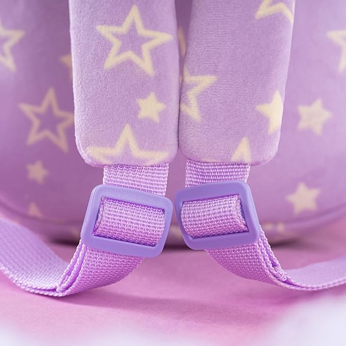 Gloveleya 3.5L Curly Hair Plush Figures Dress Backpack - Purple Star, 9 inches, 3.5 liters