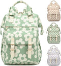 Corduroy Laptop Backpack for Women 15.6 Inch Stylish College School Bookbag, Business Work & Travel Computer Backpacks (Flowers Green)