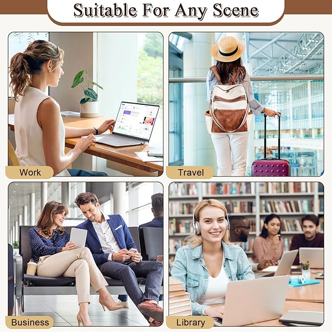 Vegan Leather Laptop Backpack for Women 15.6 Inch Work Backpack Purse for Travel College