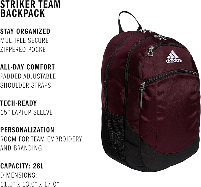 Striker Team Sports Backpack for soccer and more, workout bag for men and women