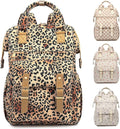 Corduroy Laptop Backpack for Women 15.6 Inch Stylish College School Bookbag, Business Work & Travel Computer Backpacks (Leopard Brown)