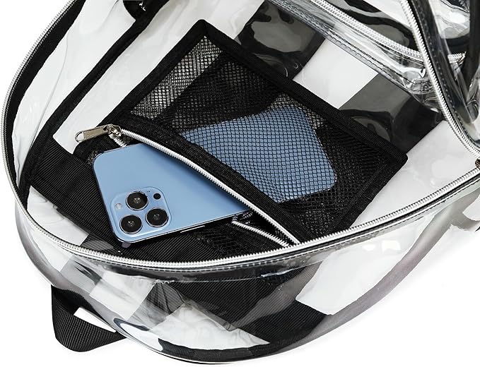 BTOOP Clear Backpack Heavy Duty Transparent Backpack 17" See Through Bookbag for College Work Festival Security with Padded Strap Large Capacity