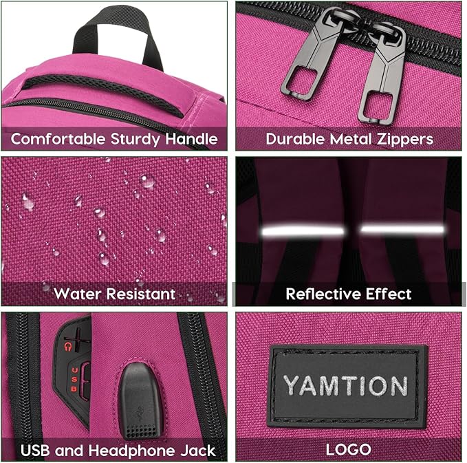 YAMTION School Backpack for Women Teen Girls 17.3 Inch Laptop Bookbag Backpack with USB for High School College Students