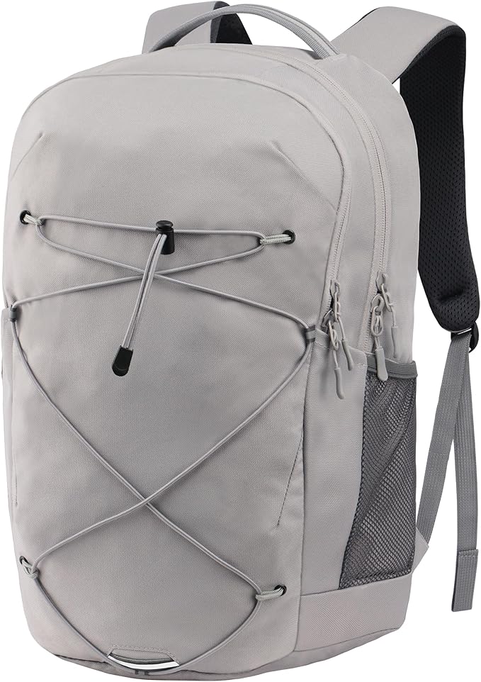 KEOFID Casual Backpack for Men and Women, Hiking Backpack for Travel, Black Daypacks for Sports, College, Water Resistant(Light Grey)