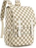 Corduroy Travel Backpack for Women, 15.6 Inch College Laptop Backpack, Fashion School Bookbag Work Backpacks (Corduroy Checkered Khaki)