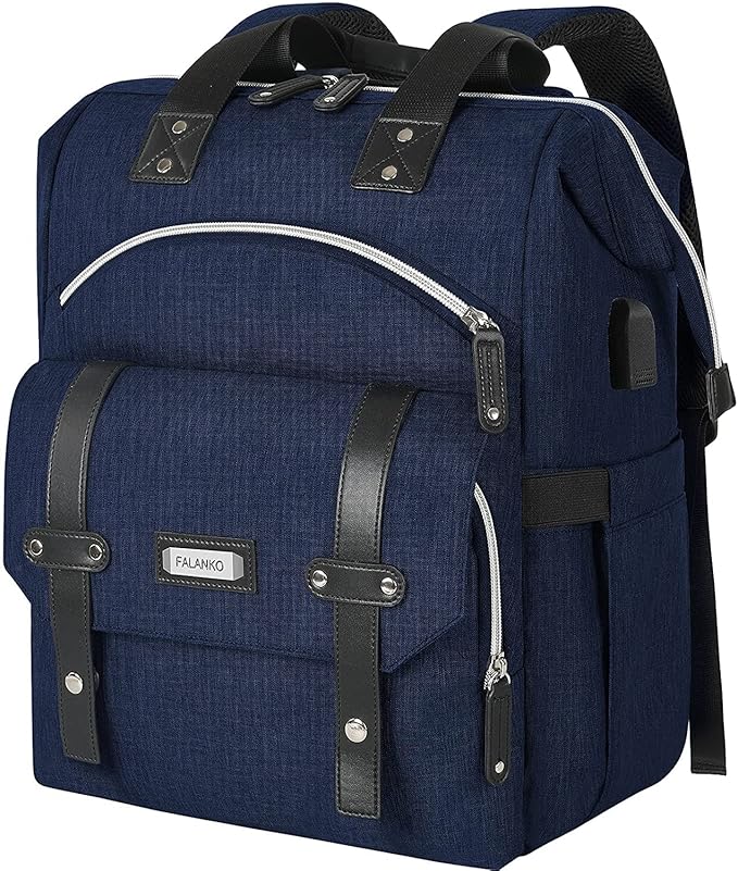 FALANKO Laptop Backpack 17.3 Inch Stylish Computer Backpack Doctor Teacher Work Bookbag Water Repellent College Shoulder Bag with USB Port RFID Anti-theft,Nurse Purse Travel Business Bag for Women