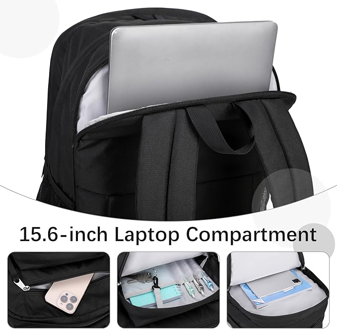 abshoo 32L Big Student Laptop Backpack For College Men Women Middle High School Teen Bookbag Travel Backpack Daypack (Black)
