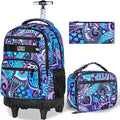 Rolling Backpack for Womens and Mens, Adults Wheeled Bookbag with Lunch Box for Girls and Boys.